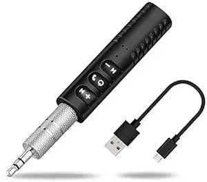 Bluetooth 5.0 Receiver for Car, Noise Cancelling Bluetooth AUX Adapter, Bluetooth Music Receiver for Home Stereo/Wired Headphones/Hands-Free Call, 16H Battery Life