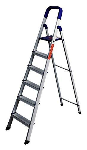 Parasnath Maple 6 Step Light Weight Aluminium Step Ladder 6.2 Ft Heavy Duty Folding Ladder