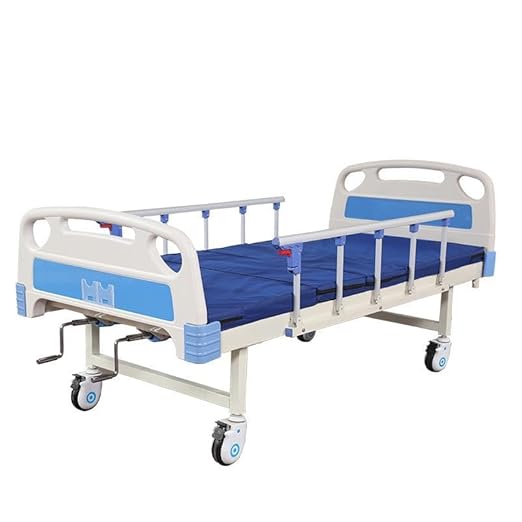 RH Semi Fowler Abs Manual Hospital Bed for Patients (Single Function Bed) for Elderly Patient at Home with Side Railing Mattress Wheels