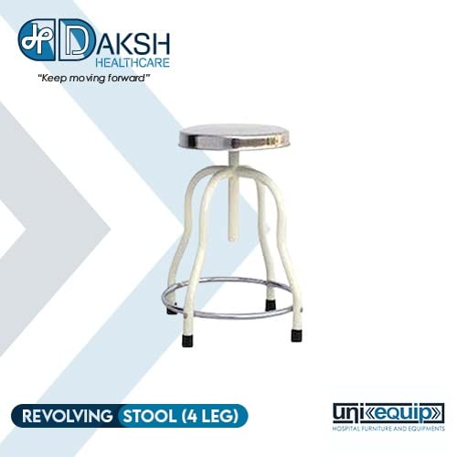 ST 2-2.5ft 4 Leg Silver Revolving Patient Stool, ST017
