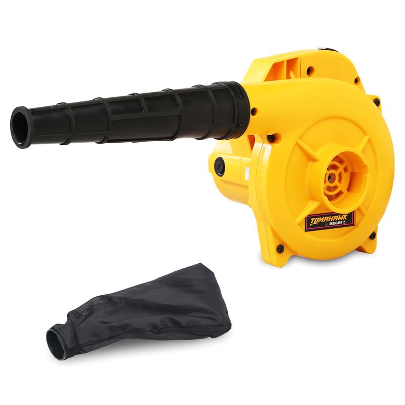 TOMAHAWK® T 970 Cord Yellow Air Blower with Dust Bag (1.8m) (600W), 16500 RPM Variable Speed Powerful Handheld Blower, Lawn Care, Snow Blowing, Dust Cleaning