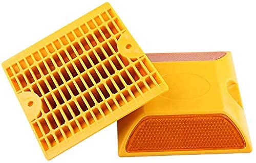 Road Reflector, Orange Plastic Reflective Studs Road Safety Base with Reflector