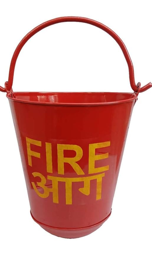 SENSE SAFETY Fire Bucket - Alloy Steel Iron for Fireplace, Burning Wood, Indoor Outdoor Ashes Carrier Container | Safety Gear for Home and Outdoors | Red - 9L