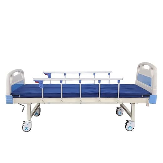 RH Semi Fowler Abs Manual Hospital Bed for Patients (Single Function Bed) for Elderly Patient at Home with Side Railing Mattress Wheels