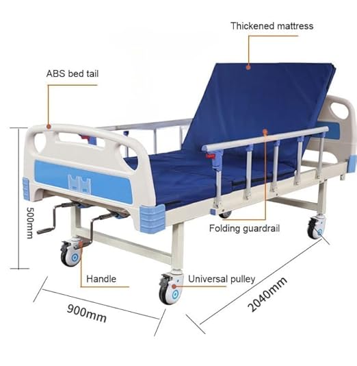 RH Semi Fowler Abs Manual Hospital Bed for Patients (Single Function Bed) for Elderly Patient at Home with Side Railing Mattress Wheels