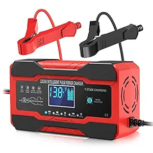Battery Charger 10-Amp 12V and 24V Fully-Automatic Smart Car Battery Charger, Battery Maintainer Trickle Charger, and Battery Desulfator with Temperature Compensation