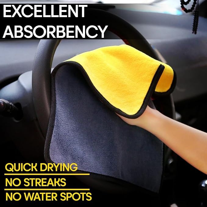 Car Cleaning 6 in 1 Kit Microfiber Duster with Long Handle Cleaning Brush Exteriror and Interiror Cleaner Cloth Ac Vent Cleaner Brush for Car, Motorbike, SUVs with Glass Cleaner Tablets