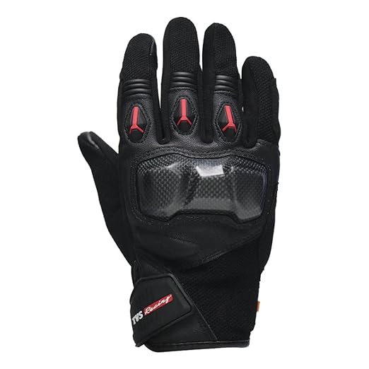 TVS Racing City Riding Gloves for Men-Hard Sonic Protected, Touch Screen Compatible, & Visor Wiper Fingertips?Premium Bike Gloves for Riding Comfort