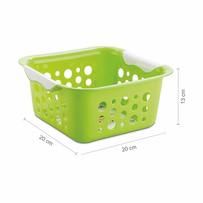 Nayasa Spotty Fruit Basket Set of 2 | Small | Fruit Basket For Kitchen | Plastic Tokri For Vegetables | Plastic Baskets For Vegetables | No. 1 | Green