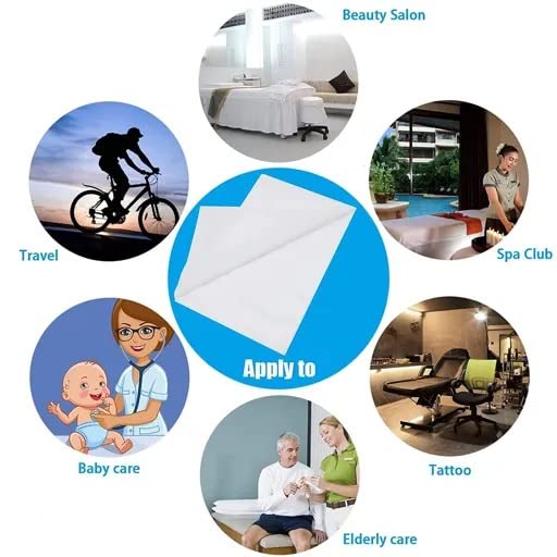 Fabric Disposable 150 TC Solid Bedsheets For Hospital, Spa, Parlour, Bed Cover, Massage, Home Travling White Blue Bed Sheets For Single Use And Throw(10 Pcs) (30 * 72 Inch)