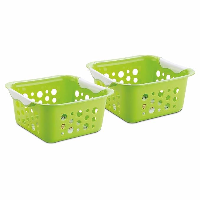 Nayasa Spotty Fruit Basket Set of 2 | Small | Fruit Basket For Kitchen | Plastic Tokri For Vegetables | Plastic Baskets For Vegetables | No. 1 | Green