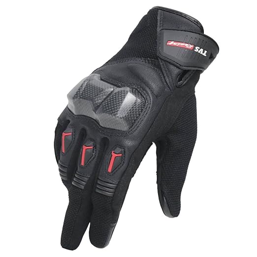 TVS Racing City Riding Gloves for Men-Hard Sonic Protected, Touch Screen Compatible, & Visor Wiper Fingertips?Premium Bike Gloves for Riding Comfort