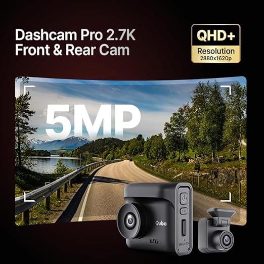 Car Dash Cam Pro 2.7K by Hero Group, HDR Dual Channel, Made in India, 2.7K 5MP Front QHD+ 2MP Rear FHD, 140° View, 2" LCD Display, GPS Log, Supports Up to 1 TB SD Card