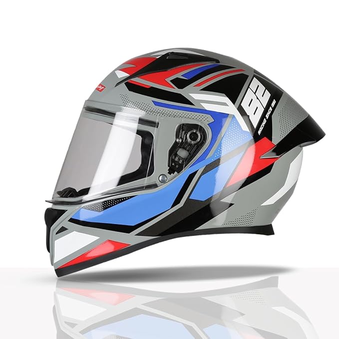 Racing Titan Series Full Face Helmet for Men | Premium Bike Helmets with ABS Shell, UV Paint | Quick Release System | Aerodynamic Design | DOT & ISI Certified