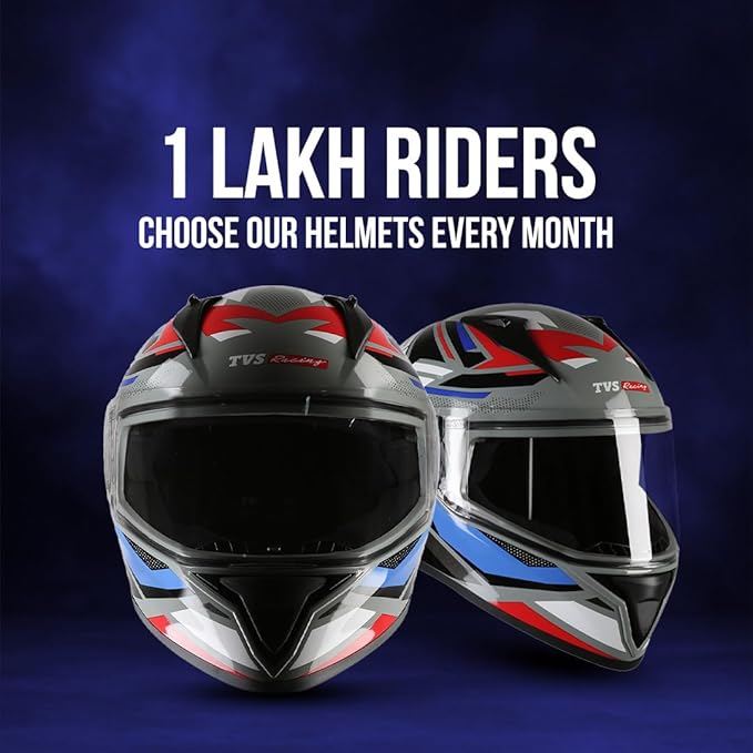 Racing Titan Series Full Face Helmet for Men | Premium Bike Helmets with ABS Shell, UV Paint | Quick Release System | Aerodynamic Design | DOT & ISI Certified