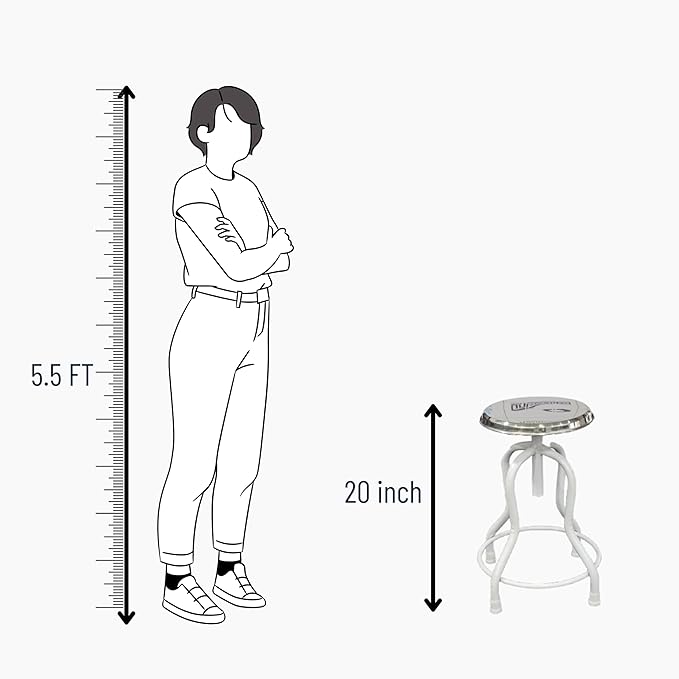 ST 2-2.5ft 4 Leg Silver Revolving Patient Stool, ST017