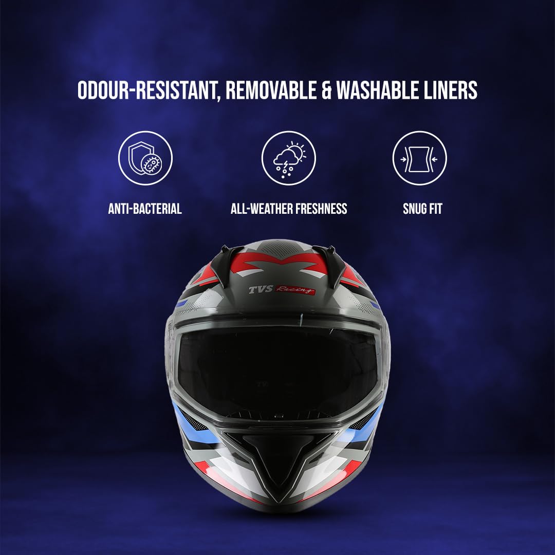 Racing Titan Series Full Face Helmet for Men | Premium Bike Helmets with ABS Shell, UV Paint | Quick Release System | Aerodynamic Design | DOT & ISI Certified