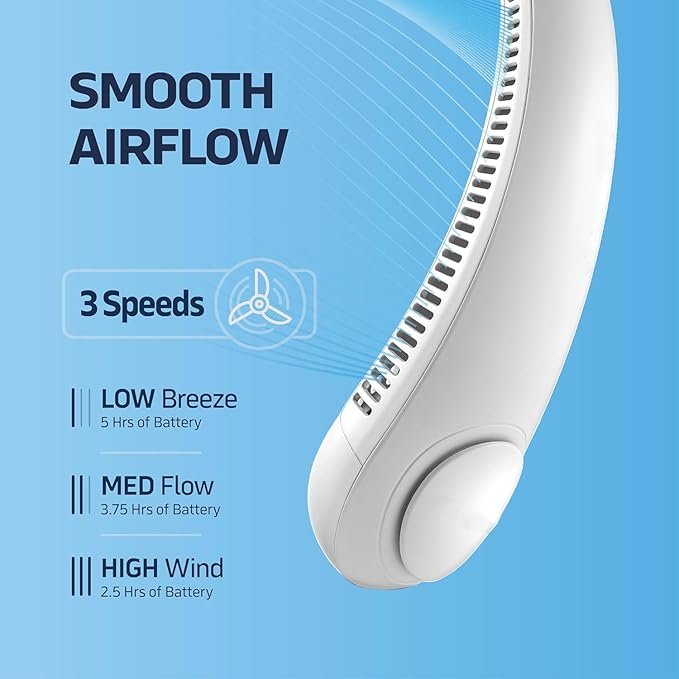 Juilist Portable Rechargeable Neck Fan Personal Bladeless Air Conditioner Collar Hanging Shoulder Neckfan, Neck Wearable Ac Cooler Neckband Fans For Summer Cooling,Men,Women,Kitchen,Outdoor