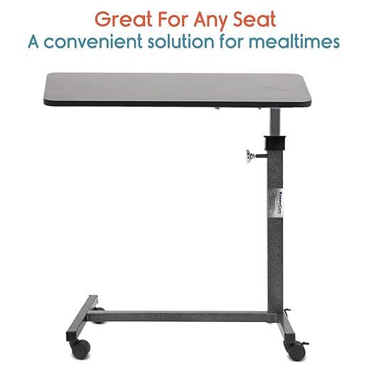 Height Adjustable Heavy Duty Multipurpose Trolley|Overbed Table|Tabletop for Patients and Hospital (Wood)