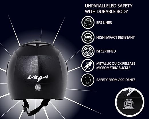 Vega Crux ISI Certified Flip-Up Helmet for Men and Women with Clear Visor