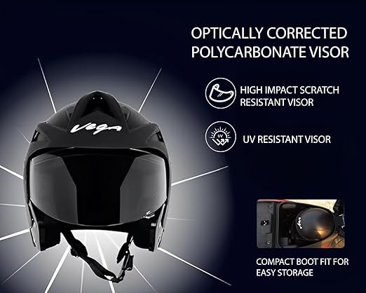 Vega Crux ISI Certified Flip-Up Helmet for Men and Women with Clear Visor