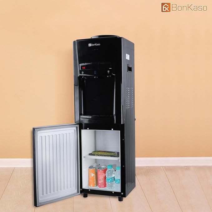 Hot & Cold Water Dispenser 21C Top Loading with Refrigerator Black