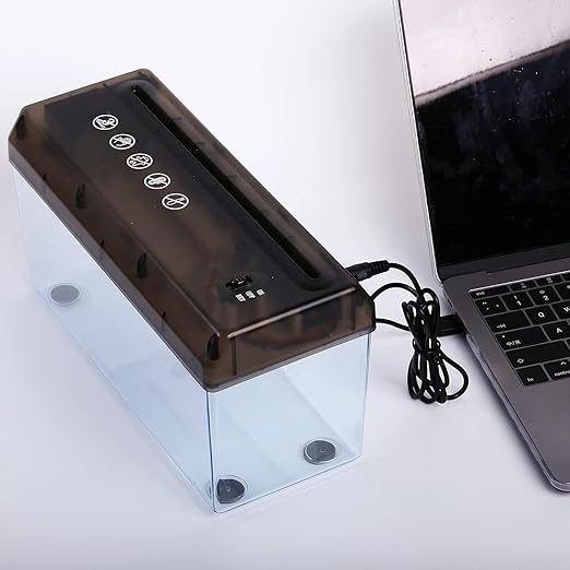 Inditradition Battery & USB Operated A4 Paper Shredder Machine, Compact with Strong Steel Blades, Strip Cut