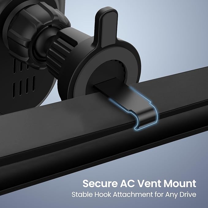 Charge Clamp 4 Wireless Car Charger with 15 Watts Fast Charging, AC Vent Mount, 360° Rotation, Strong Grip, Free Type-C Cable, Qi Charger for iPhone & Android Smartphones(Black)