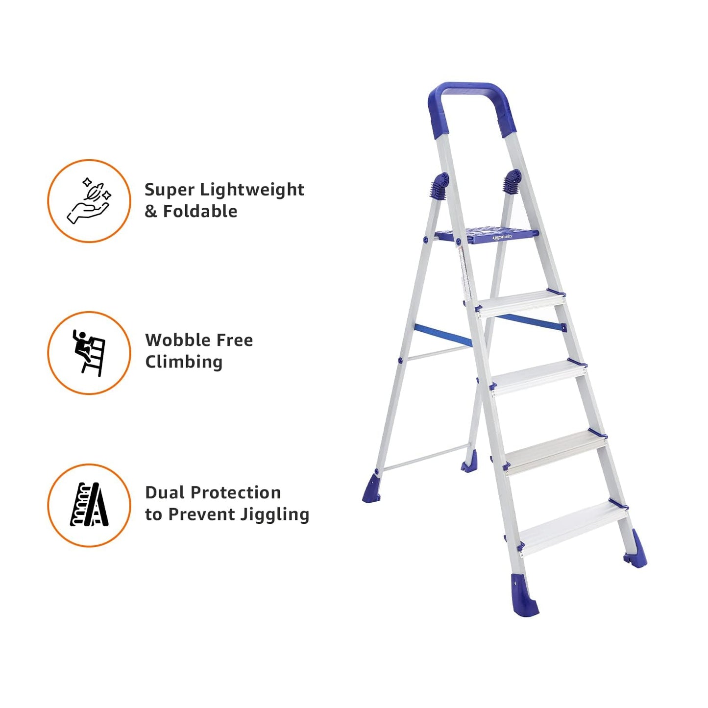 Foldable Step Ladder, Firm Grip, 5 Steps