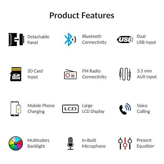 Dulcet DC-D9000X 220W Detachable Front Panel Universal Fit Single Din Mp3 Car Stereo with Dual USB Ports/Bluetooth/Hands Free Calling/FM/AUX Input/SD Card Slot & Remote Control