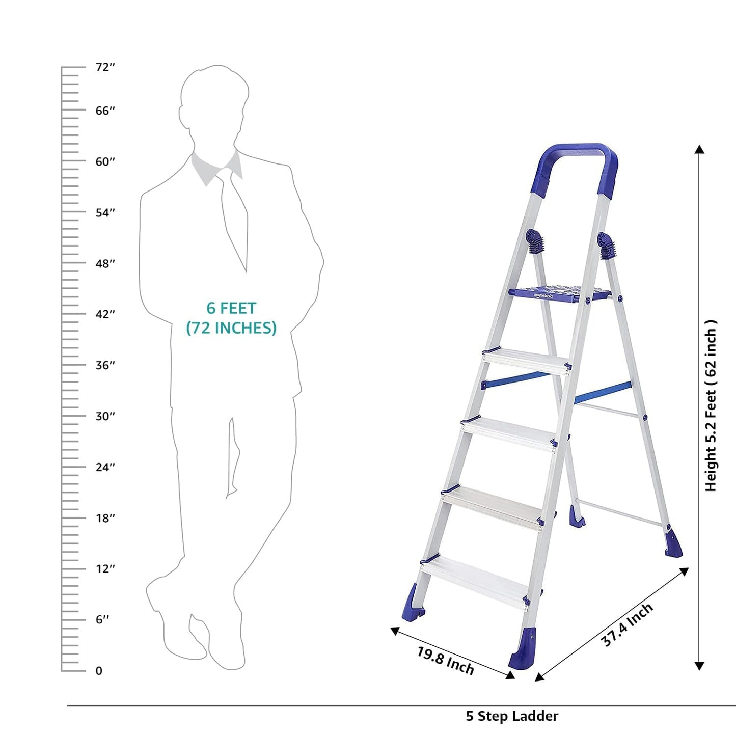 Foldable Step Ladder, Firm Grip, 5 Steps