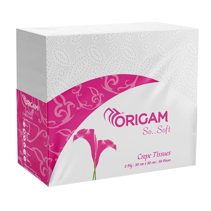 Origami 2 Ply Tissue Paper Napkins for Dining Table - Pack of 6 (50 Pulls Per Pack, 300 Sheets)