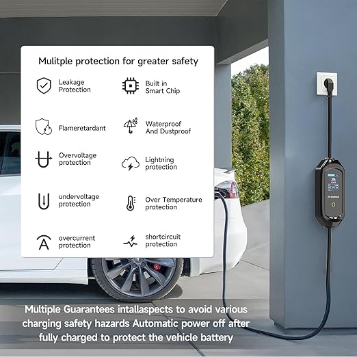 Charger 3.6kW Portable EV Charger, Smart APP, Adjustable Amps, 5m TPU Cable, 16A 1 Phase, 3" Large Screen, Bag, Wallholder, Surge & Pen Protection, Earthing Off Option. 5 Years Warranty*