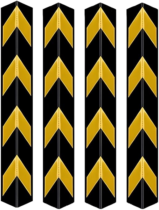 24x7 eMall 4 Pcs Corner Parking Guard Rubber Durable 800 Mm - Protects Cars From Scratches And Bumps, Heavy-Duty Wall Corner Protector For Garage And Parking Spaces, Easy Installation, High-Visibility