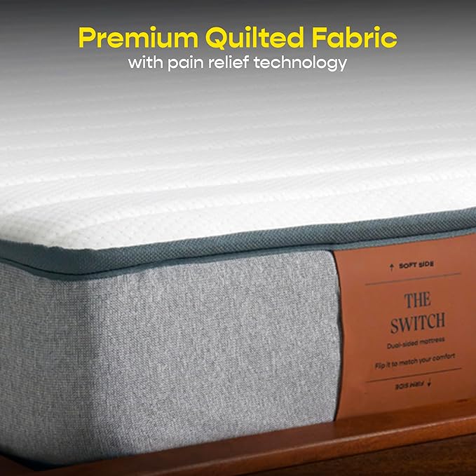 SleepyCat Switch Dual Ortho Mattress | Premium Quilted Fabric with Pain Relief Technology | Reversible Medium Soft & Firm Side | Airy & Breathable with Aeroflow Foam | King Size (84x72x4 Inch)