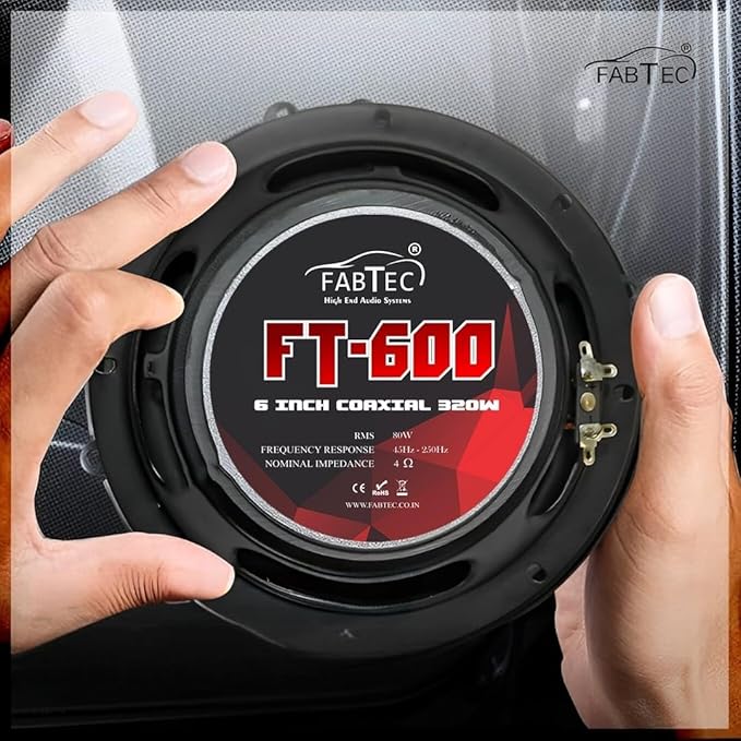 6Inch Coaxial 3way Speaker for Car 320w Peak Power Bass woofer 4ohm Black