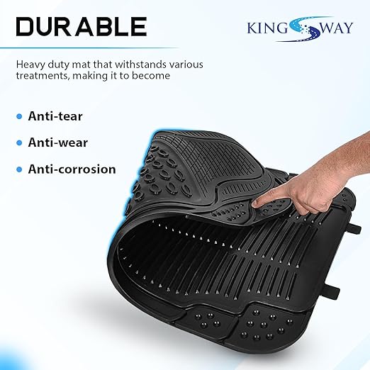 KINGSWAY® Anti-Skid Rubber Car Floor Mat for All Cars, Universal Size, All-Weather Protection Heavy Duty PVC Car Foot Mats with Anti Tear Technology, Automotive Floor Mats, Set of 4 Pieces, Black Visit the Kingsway Store