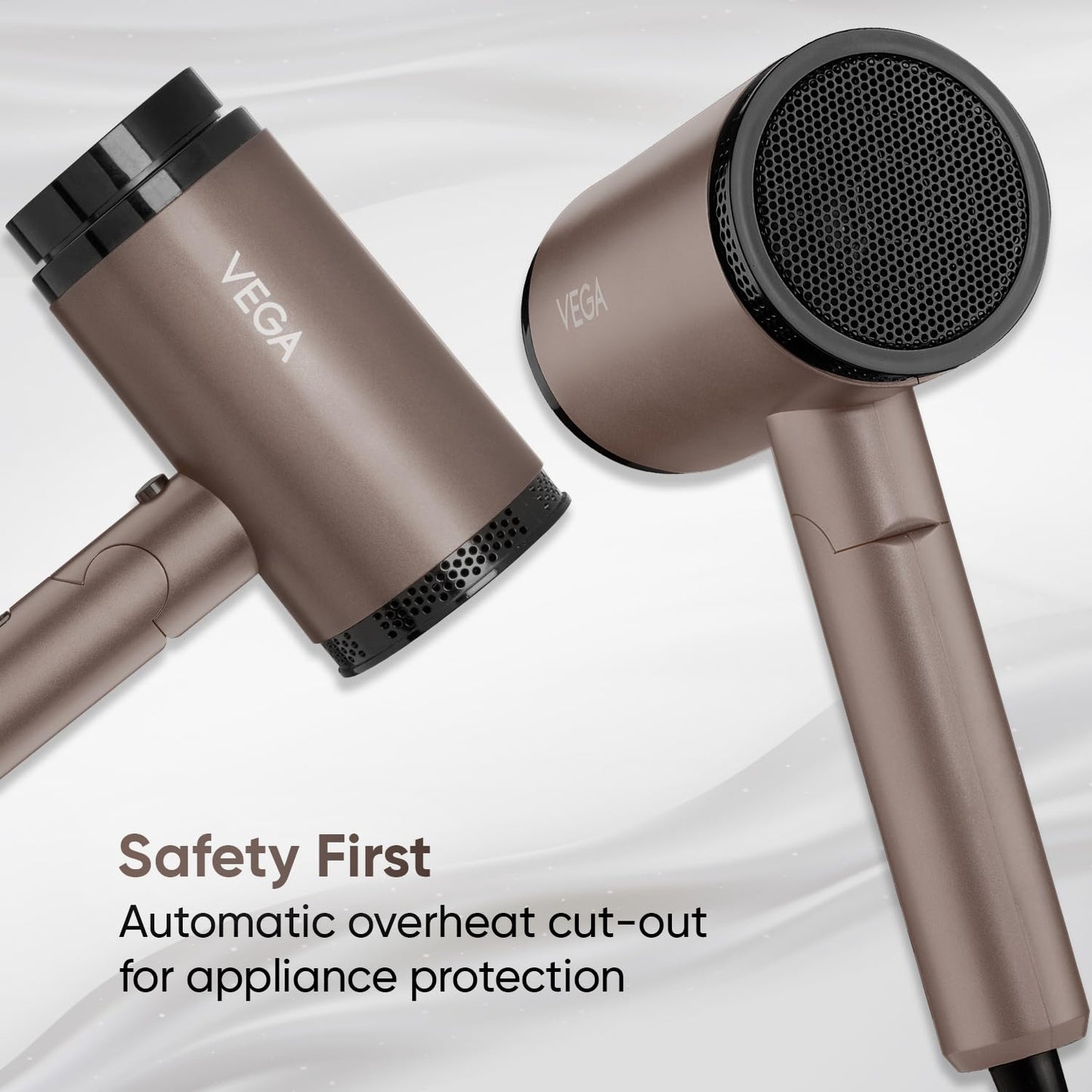 Dry-Up 2000W Hair Dryer for Men & Women with 3 Heat & 1 Speed Setting & Cool Shot Button, Blow Dryer for Women, Foldable Hair Dryer with Over Heat Cut-out, Effortless Hair Style, Brown