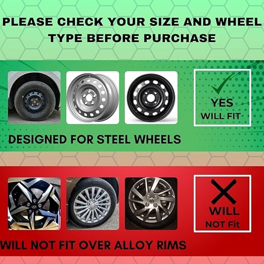 14 Inch Black Silver Wheel Cover (Available in 12,13,14,15,16,17 Inch) Wheel Cap Universal Model (Press Fitting) (Set of 4 Pcs) (Vision DC 14)