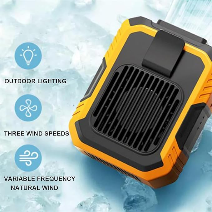 Portable Waist Fan with Clip & Power Bank Function | 4000mAh Rechargeable Battery, 3 Speeds, Flashlight | Cooling Fan for Travel, Running, Camping | Wearable Belt/Neck USB Fan for Outdoor