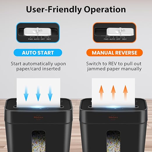 VidaTeco Cross-Cut Shredder, Heavy Duty 6 Sheet Shreds Paper/Card/Staple/Clip Paper Shredder for Home Office
