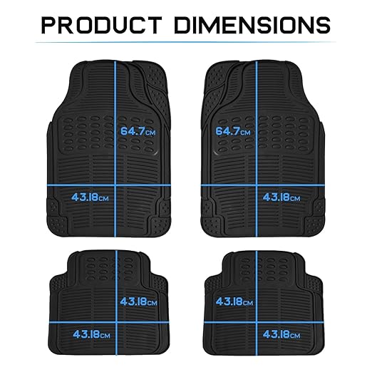 KINGSWAY® Anti-Skid Rubber Car Floor Mat for All Cars, Universal Size, All-Weather Protection Heavy Duty PVC Car Foot Mats with Anti Tear Technology, Automotive Floor Mats, Set of 4 Pieces, Black Visit the Kingsway Store