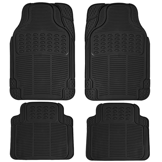 KINGSWAY® Anti-Skid Rubber Car Floor Mat for All Cars, Universal Size, All-Weather Protection Heavy Duty PVC Car Foot Mats with Anti Tear Technology, Automotive Floor Mats, Set of 4 Pieces, Black Visit the Kingsway Store