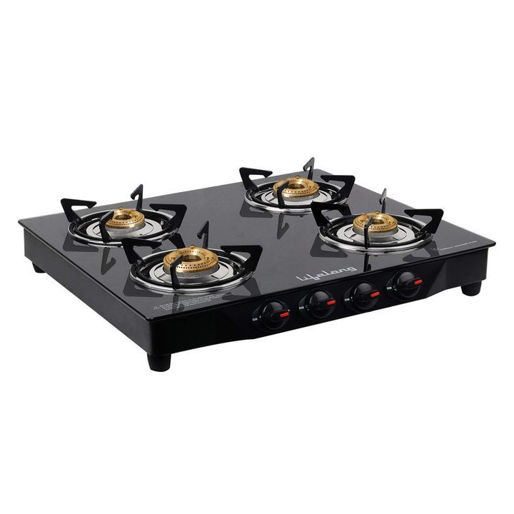4-Burner Glass Top Gas Stove – Sleek, Durable & Efficient