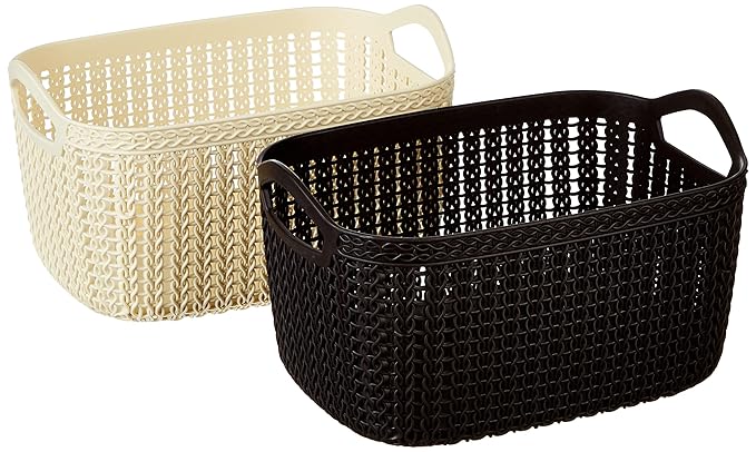 Kuber Industries Unbreakable Multipurpose Storage Basket With Handles|Medium Size & Flexible Plastic |Fruit/Vegetable/Bathroom/Stationary/Home Basket,
