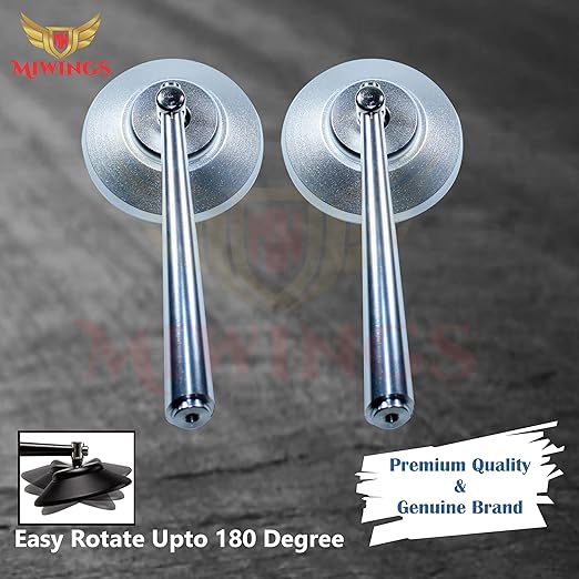 Alloy Stylish Design 2-Verson Circle Anti Glare Mirror for Motorbike Rearview Side Handle Bar End Mirrors For All Universal Bikes (Left & Right, Pack of 2,SILVER)