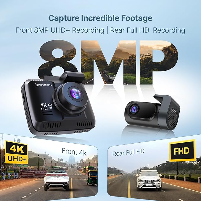 3.0 4K UHD 8MP Dash Camera for Car Front and Rear| Sony STARVIS IMX335 Sensor| GPS Logger & ADAS| 170° Wide Night Vision Dash cam for Car|G-Sensor| Loop Recorder| 512GB (2025 Model)