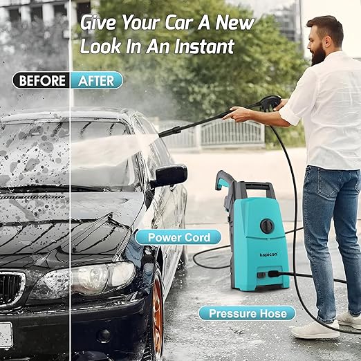 Kapicon KP-20 Portable High Pressure Car Washer Machine for Washing Car, Bike, Vehicle, 1800 Watts Motor, 145-150 Bars, 300 L/H Flow Rate (Updated Model)