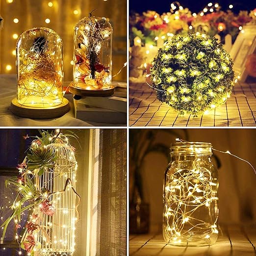 DAYLIGHTIR 2 Pack Total 200 LED Solar Powered Copper Wire String Lights Outdoor