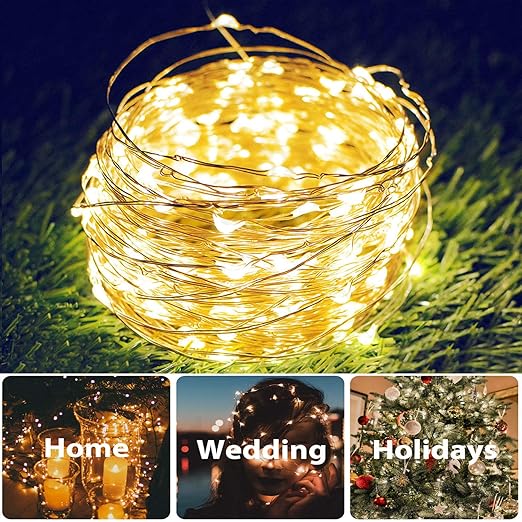 DAYLIGHTIR 2 Pack Total 200 LED Solar Powered Copper Wire String Lights Outdoor